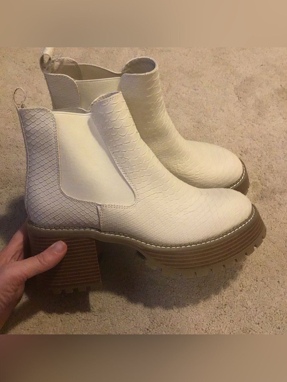 Eloquii Aleja Faux Leather Snakeskin Chunky Lug Sole Platform Chelsea Boots